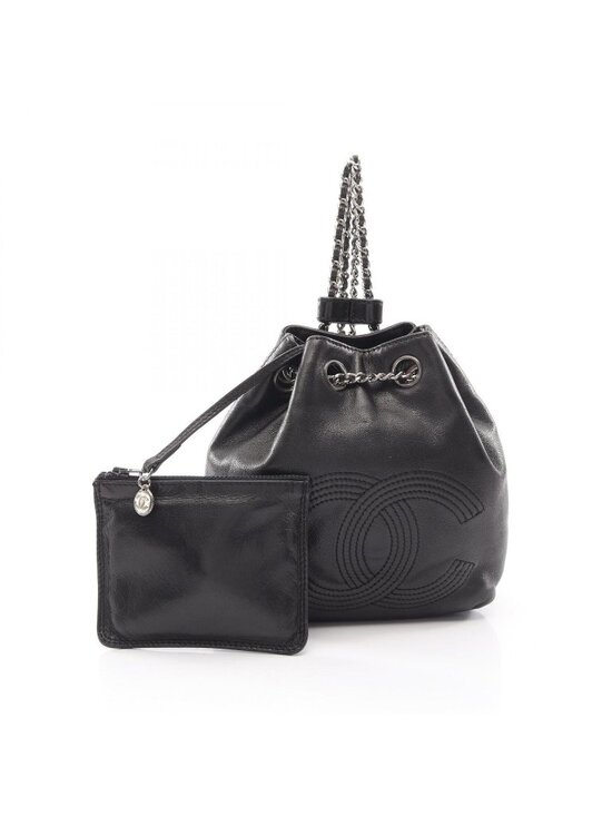 Chanel Backpack CC Logo Small Drawstring Black Lambskin CC Chain main image 5